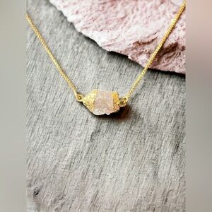 Natural Rose Quartz Gold Necklace